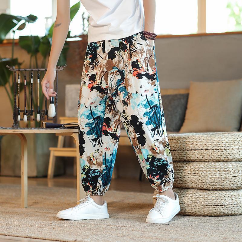 Summer Thai Linen Casual Mens Trousers Sunflower  - Image 4