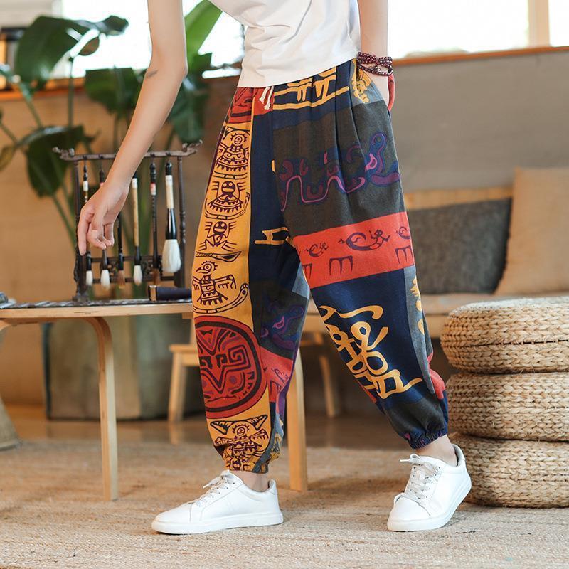 Summer Thai Linen Casual Mens Trousers Sunflower  - Image 2