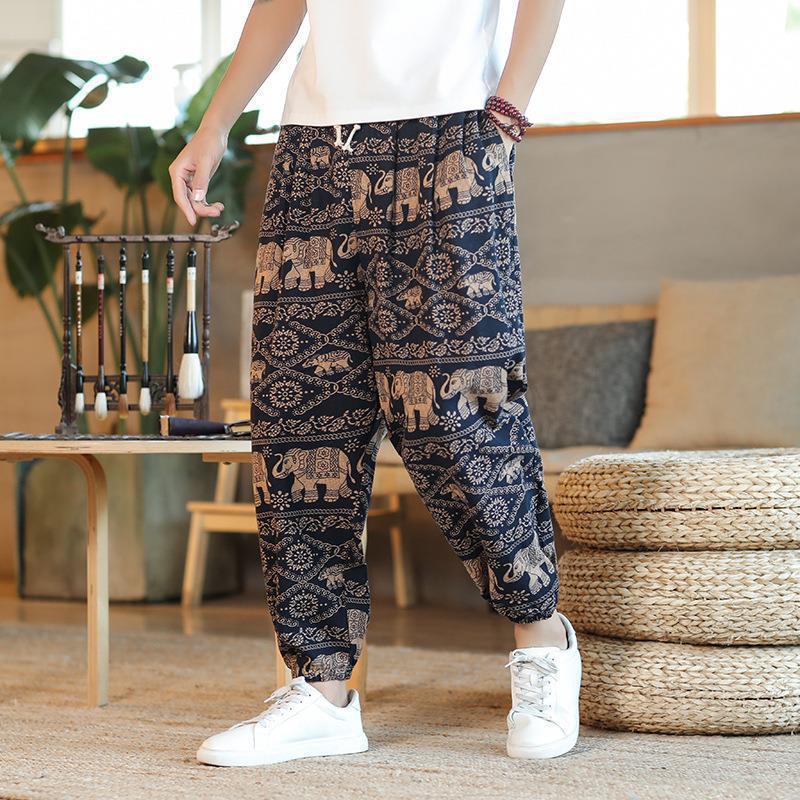 Summer Thai Linen Casual Mens Trousers Sunflower  - Image 3