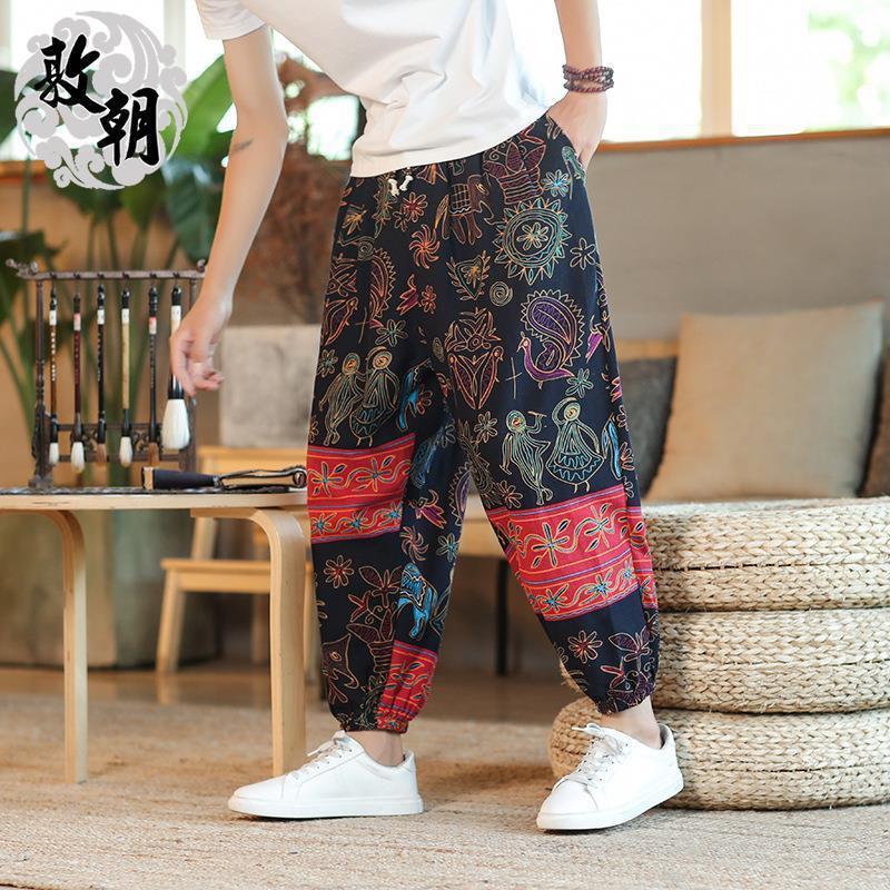 Summer Thai Linen Casual Mens Trousers Sunflower  - Image 5