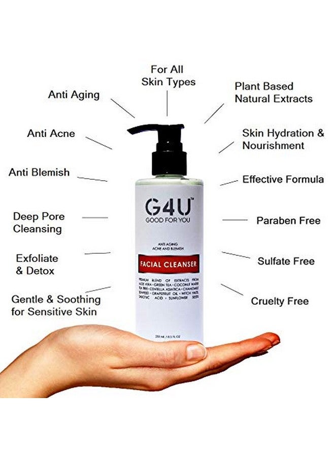G4U Face Wash Facial Cleanser For Women And Men. For Oily Dry Sensitive Normal All Skin Types. Natural Plant Based With Vitamin C. Ideal For Daily Use At Home Spas And Salons. 8.5 Fl Oz - Image 2