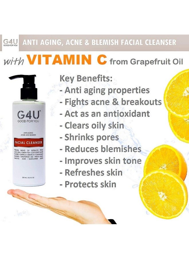 G4U Face Wash Facial Cleanser For Women And Men. For Oily Dry Sensitive Normal All Skin Types. Natural Plant Based With Vitamin C. Ideal For Daily Use At Home Spas And Salons. 8.5 Fl Oz - Image 3