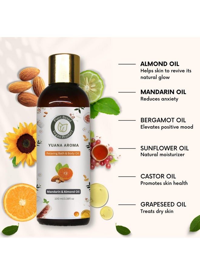يوانا زيت الاستحمام والجسم المريح من Yuana Aroma | للاسترخاء وتحسين النوم وتوحيد لون البشرة | تجربة تشبه المنتجعات الصحية في المنزل | طبيعي 100% | زيت اللوز وزيوت اليوسفي والبرغموت العطرية | 100 مل  - Image 3