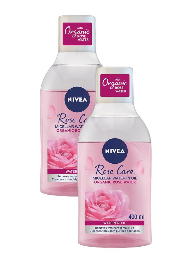 Nivea Micellar Organic Rose Water Makeup Remover 400ml ( Pack of 2 ) - Image 1