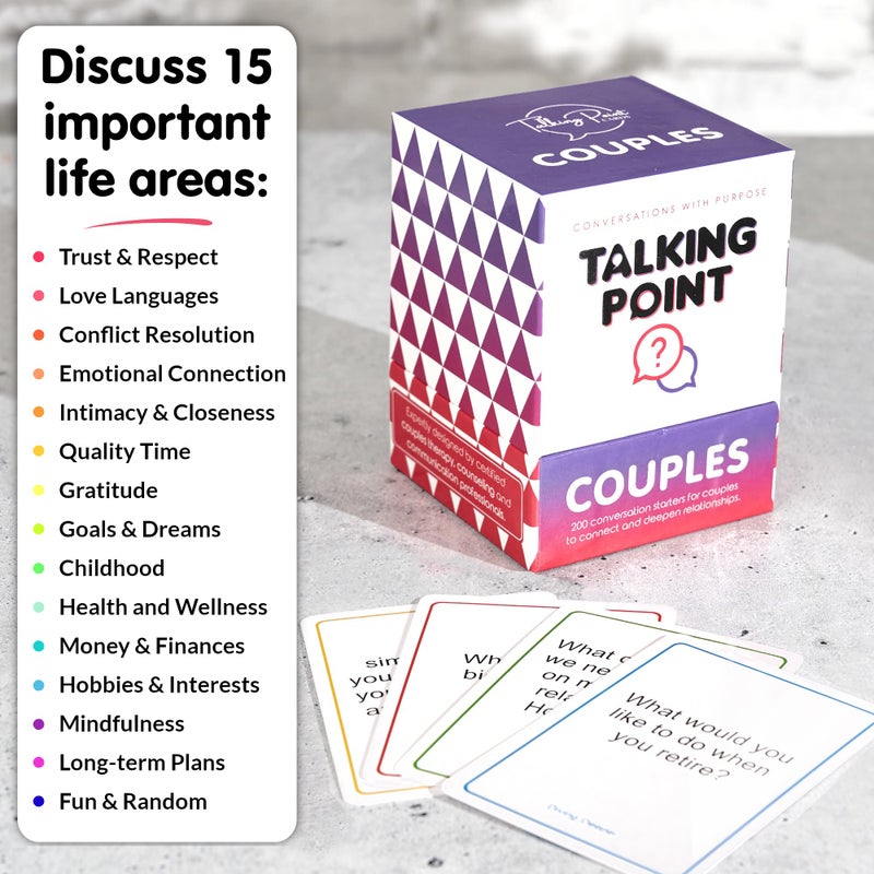 TALKING POINT CARDS 200 Couples Conversation Cards - Dating Card Game for Adults - Enjoy Better Relationships and Deeper Intimacy - Fun Couples Game for Date Night  Valentine Card Games for Couples - Image 4