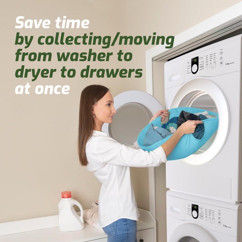 Laundry Turtle Collapsible Laundry Basket | Revolutionary Foldable Laundry Hamper | Innovative Laundry Basket for Dirty Clothes Washing & Dryer Removal Portable Laundry Grabber (Aqua, Large) - Image 2