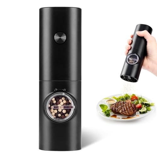 AVIARA™ Electric Salt and Pepper Grinder with Adjustable Coarseness, Pepper Grinder refillable, Battery Operated Salt Grinder with LED Light, Electric Pepper Grinder, One-Handed Operation (Pack of 1) - Image 1