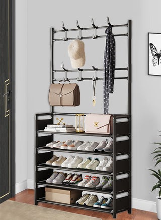 2 in 1 Shoe Rack, Multi-Purpose Coat Rack with Double-Row Hooks, 5-Layer Storage, Suitable for Living Room, Corridor, Office Use - pzsku/Z6FDC251F30291889B9D8Z/45/1752111153/84b7b43c-c0bf-4138-a4b6-0810b3f713bb