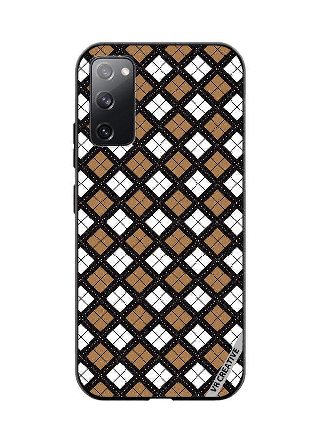 VR CREATIVE Protective Case Cover For Samsung Galaxy S20 FE 5G Black White Brown Checkered Pattern Design Multicolour - Image 1