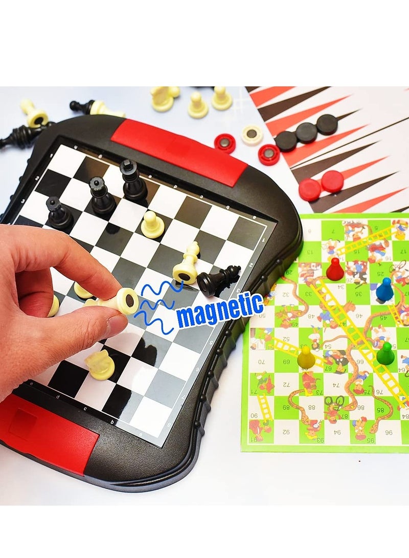 SOLARAE 6-in-1 Magnetic Travel Board Game Set - Bundle Pack of 6 Classic Magnetic Games, 7.8 * 6.7 Inches Small Package with Magnet with Storage Box,Road Trip, Travel, Camping for Kids 6+ - Image 4