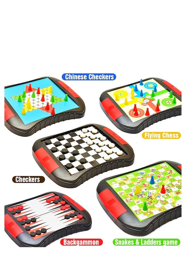SOLARAE 6-in-1 Magnetic Travel Board Game Set - Bundle Pack of 6 Classic Magnetic Games, 7.8 * 6.7 Inches Small Package with Magnet with Storage Box,Road Trip, Travel, Camping for Kids 6+ - Image 2