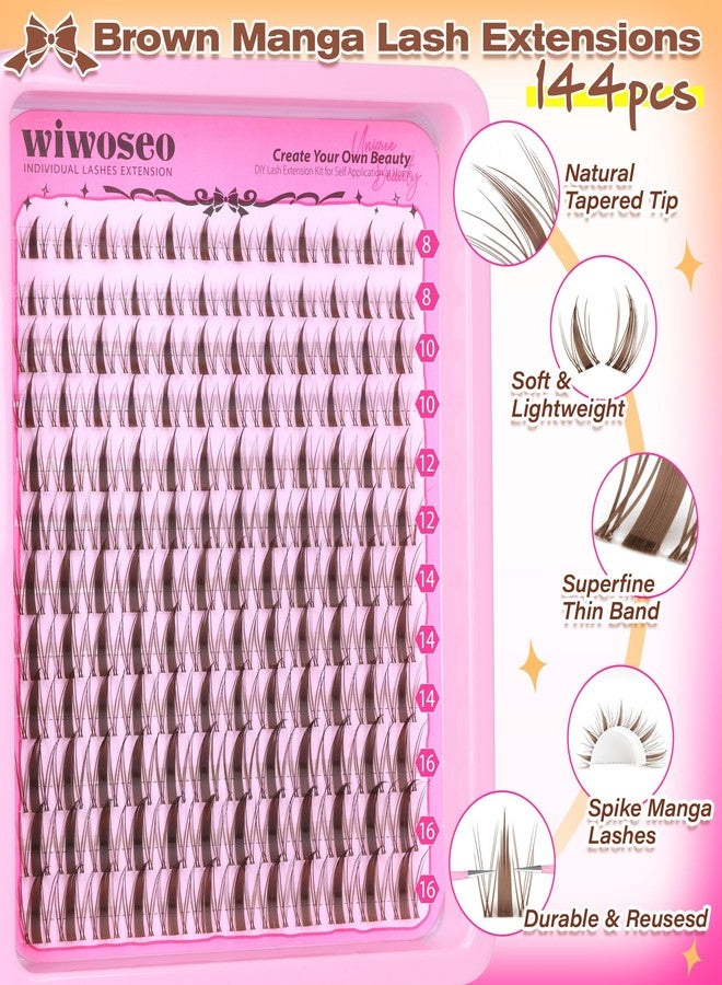 wiwoseo Brown Lash Clusters Manga Eyelash Clusters Brown Lashes Clusters Spikes Lash Clusters Eyelash Extensions Anime Cluster Lashes Fairy Eyelash Clusters Spiky Individual Lashes for Beginners - Image 4