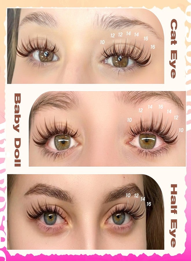 wiwoseo Brown Lash Clusters Manga Eyelash Clusters Brown Lashes Clusters Spikes Lash Clusters Eyelash Extensions Anime Cluster Lashes Fairy Eyelash Clusters Spiky Individual Lashes for Beginners - Image 3