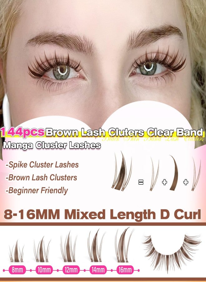 wiwoseo Brown Lash Clusters Manga Eyelash Clusters Brown Lashes Clusters Spikes Lash Clusters Eyelash Extensions Anime Cluster Lashes Fairy Eyelash Clusters Spiky Individual Lashes for Beginners - Image 5
