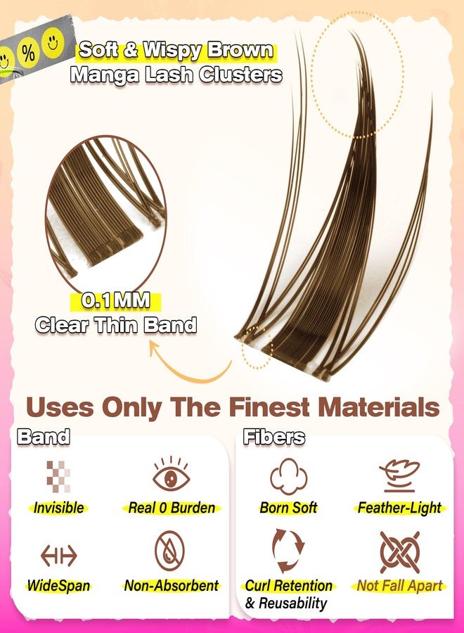 wiwoseo Brown Lash Clusters Manga Eyelash Clusters Brown Lashes Clusters Spikes Lash Clusters Eyelash Extensions Anime Cluster Lashes Fairy Eyelash Clusters Spiky Individual Lashes for Beginners - Image 2