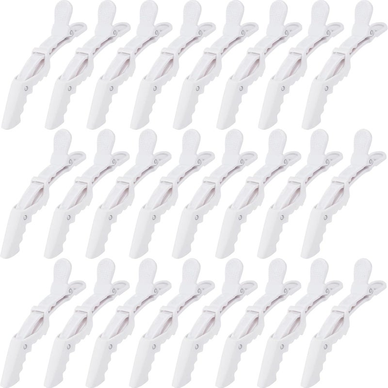 Ondder 24 Pack Pro Hair Clips for Styling Coloring Cutting  Large Alligator Clips for Women Men Girls Teens  White