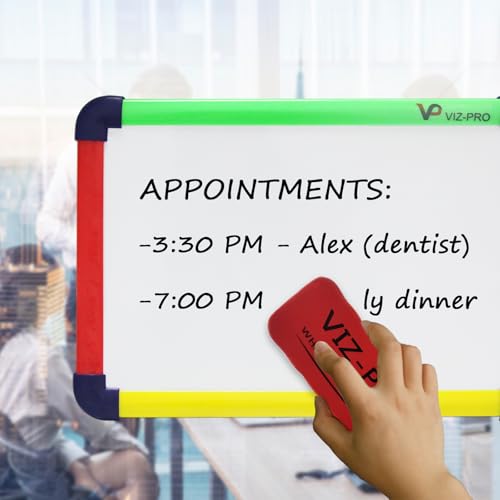 VIZ-PRO Small Board/Writing Whiteboard/Dry Erase Board, Colored Frame,12" X 8" - Image 3