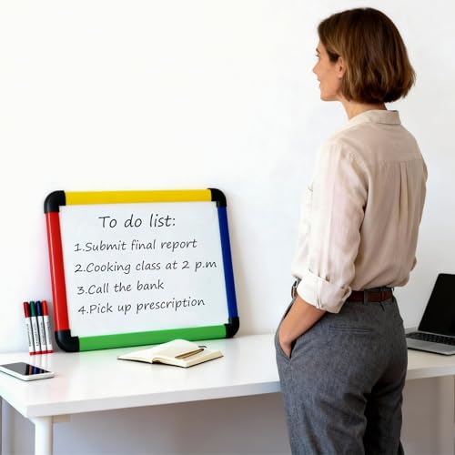 VIZ-PRO Small Board/Writing Whiteboard/Dry Erase Board, Colored Frame,12" X 8" - Image 5