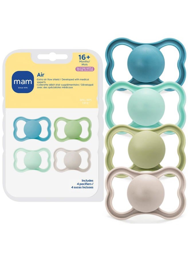 MAM Air Matte Pacifiers, for Sensitive Skin, Best Pacifier for Breastfed Babies, Baby Boy Pacifiers, 16+ Months, 4 Count - Image 1