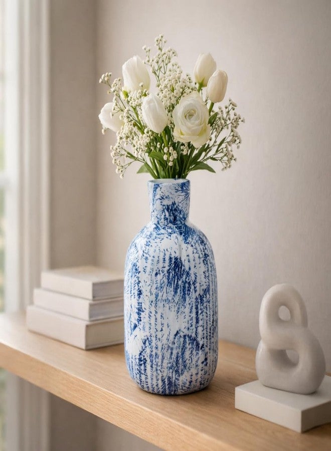 The Pottery Muse Ceramic Vase for Home Decoration, Small Cobalt Touch Ceramic Flower Vase, Dark Blue, Home Decor Accent with Unique Glazed Finish, Perfect for Living Room, Office or Gift - Image 1