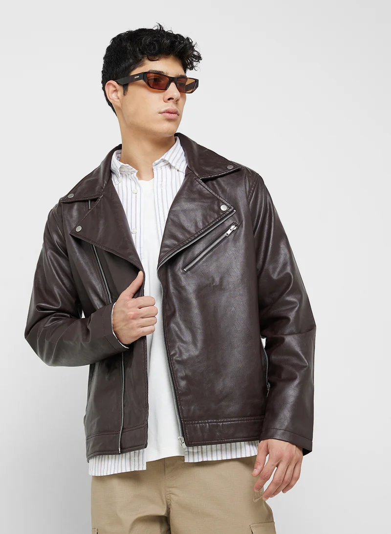 Seventy Five Pu Biker Jacket