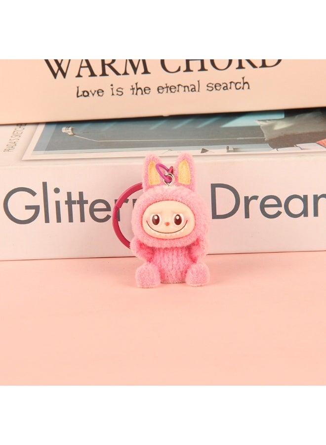 NIBEMINENT Creative Flocking LABUBU Keychain Pendants, Cute Resin Accessory Figurines And Gifts 