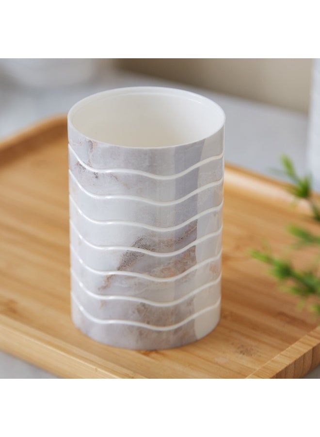 Home Box 4 Pcs Marble Look Bathroom Accessories Sets Complete With Soap Dispenser, Toothbrush Holder, Apothecary Jar, Tray, Home Apartment Modern Bathroom Decor Vanity Countertop - Image 3