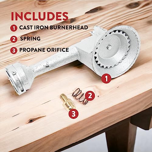 GasOne Propane High Pressure Cast-Iron Round Burner Head with Brass Fitting Orifice - Image 5