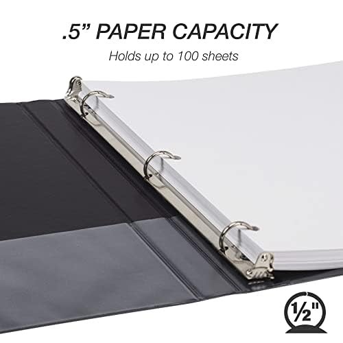 Samsill 0.5 Inch 3 Ring Binder, Made in USA, Economy Round Ring, Clear View Cover, 100 Sheet Capacity - for School, Home, Office - Black - Image 3