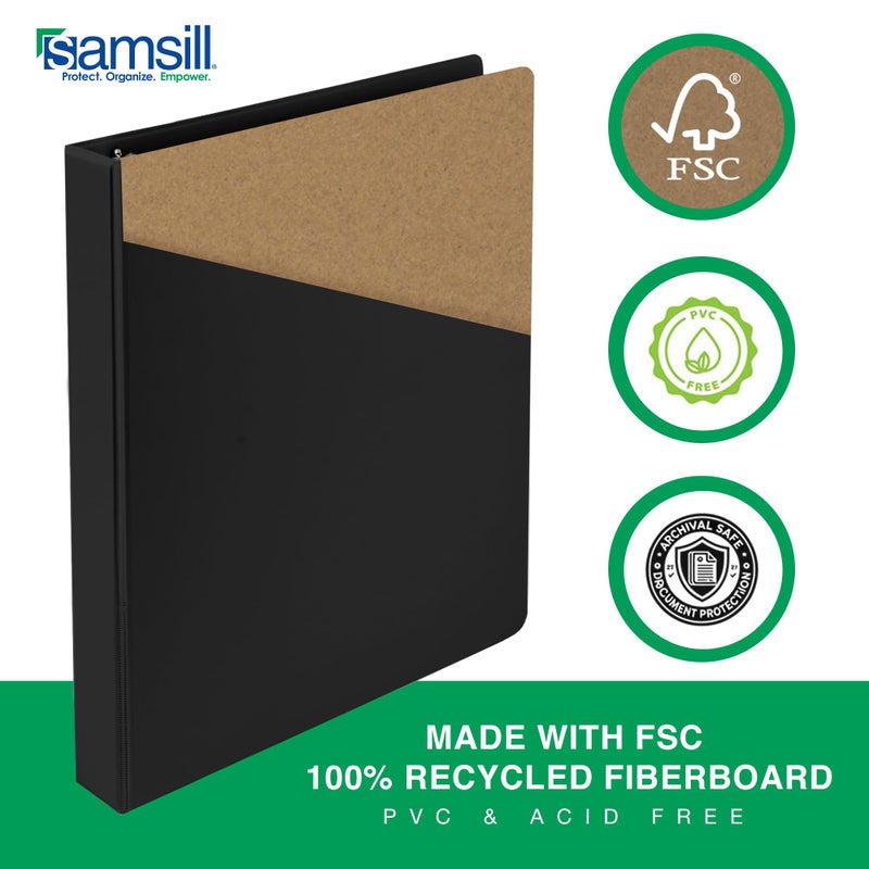 Samsill 0.5 Inch 3 Ring Binder, Made in USA, Economy Round Ring, Clear View Cover, 100 Sheet Capacity - for School, Home, Office - Black - Image 4