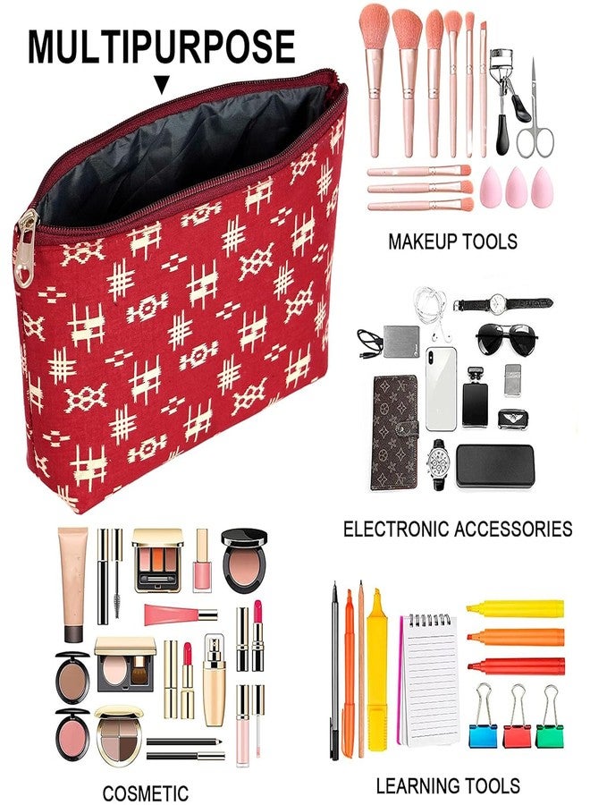 NISUN Set of 3 Multipurpose Travel Pouch, Pouch for Cosmetic Stuffs, Women Makeup Organizer Bag, Aesthetic and Trendy (Red) - Image 4