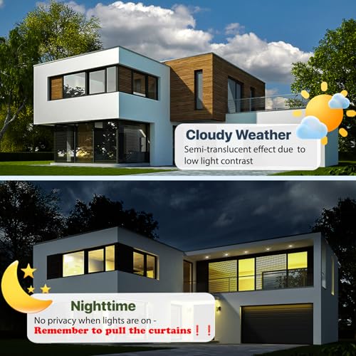 Bloss One Way Privacy Window Film, Reflective Window Tint for Home, Daytime Privacy Film See Out Not in, Sun Blocking Anti UV Windows Coverings with 3 Tools (Black Silver, 17.7"x78.7") - Image 2