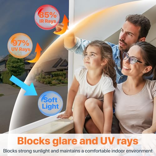 Bloss One Way Privacy Window Film, Reflective Window Tint for Home, Daytime Privacy Film See Out Not in, Sun Blocking Anti UV Windows Coverings with 3 Tools (Black Silver, 17.7"x78.7") - Image 3