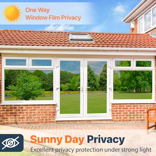 Bloss One Way Privacy Window Film, Reflective Window Tint for Home, Daytime Privacy Film See Out Not in, Sun Blocking Anti UV Windows Coverings with 3 Tools (Black Silver, 17.7"x78.7") - Image 5