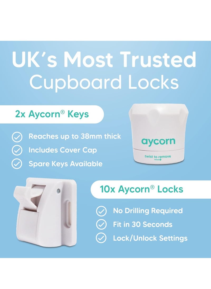 AYCORN Magnetic Safety Cupboard Locks for Children [10 Locks & 2 Keys] Child & Baby Safety Proofing for Kitchen, Cabinets and Drawers, 30 Second Install (No Drilling) with Superior 3M Adhesive - Image 3