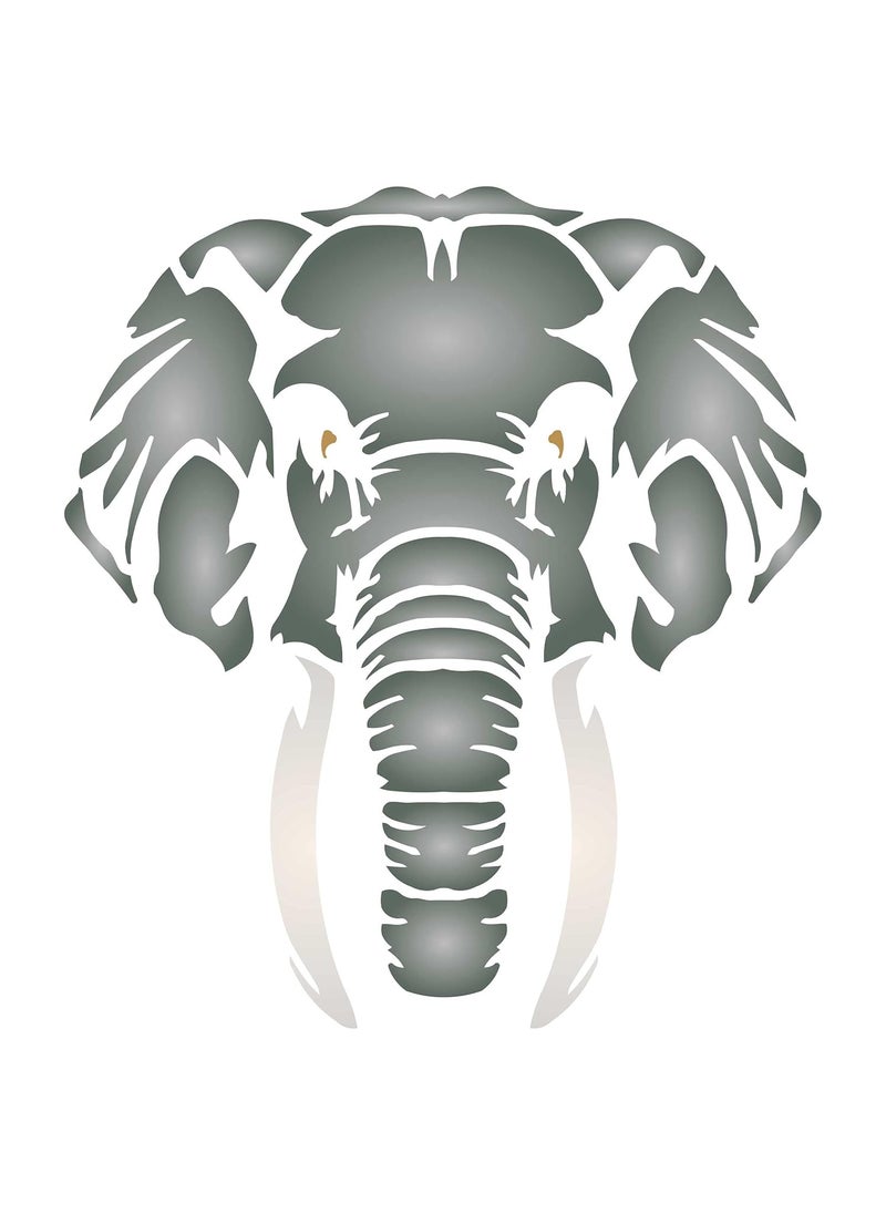 Usnyabni Stencils for Walls: Elephant Head Stencil, 6.5 x 7.5 inch (M) - African Big Five Animal Wildlife Stencils for Painting Template  - Image 1