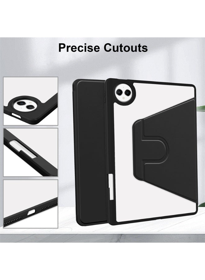 general Case Compatible with Huawei MatePad Pro 12.2 inch 2025 Tablet Leather Case with Auto Wake/Sleep, 360° Rotating Stand Acrylic Clear Back Cover Built-in Pencil Holder - Image 4