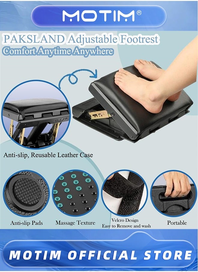 Motim Office Footrest, 4-Level Height & Angle Adjustable Footrest with Removable Soft Foot Rest Pad Max-Load 140Lbs Massage Footrest Under Desk for Car Travel, Kid's Writing, Office  - Image 3