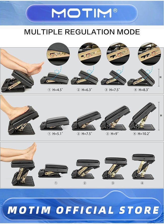 Motim Office Footrest, 4-Level Height & Angle Adjustable Footrest with Removable Soft Foot Rest Pad Max-Load 140Lbs Massage Footrest Under Desk for Car Travel, Kid's Writing, Office  - Image 5