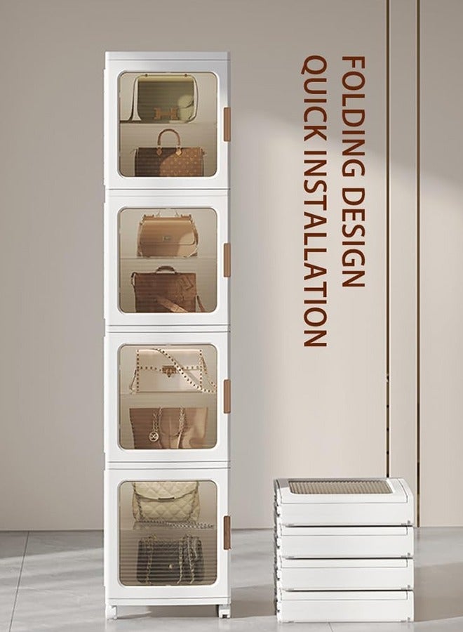 JCB CHIC Narrow Storage Cabinet Box Bathroom Corner Locker Kitchen Organizer Foldable with Adjustable Shelf and Clear Door for Baby Clothes Toys Snack Shoes Hats and Bags  - Image 3