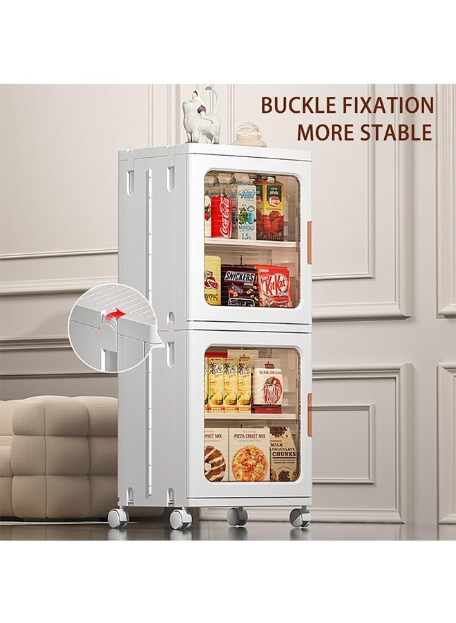 JCB CHIC Narrow Storage Cabinet Box Bathroom Corner Locker Kitchen Organizer Foldable with Adjustable Shelf and Clear Door for Baby Clothes Toys Snack Shoes Hats and Bags  - Image 4