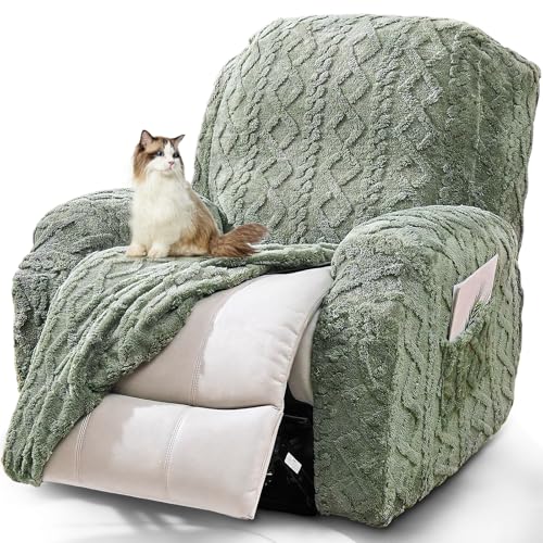 JOKIVTOU Recliner Chair Covers 4-Pieces Reclining Chair Slipcovers with Pocket& Elastic Bottom, Soft Feel Fitted Lazy Boy Sofa Couch Cover Washable, Stretch Recliner Furniture Protector - Image 1