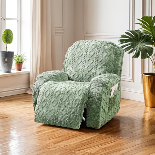 JOKIVTOU Recliner Chair Covers 4-Pieces Reclining Chair Slipcovers with Pocket& Elastic Bottom, Soft Feel Fitted Lazy Boy Sofa Couch Cover Washable, Stretch Recliner Furniture Protector - Image 5