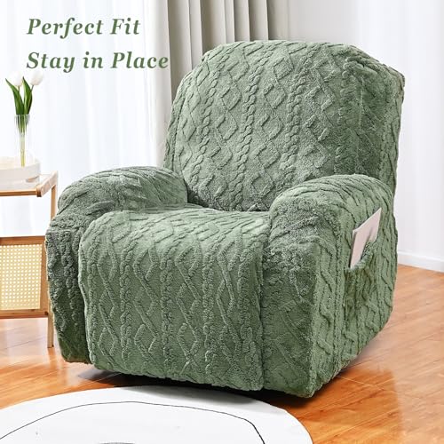 JOKIVTOU Recliner Chair Covers 4-Pieces Reclining Chair Slipcovers with Pocket& Elastic Bottom, Soft Feel Fitted Lazy Boy Sofa Couch Cover Washable, Stretch Recliner Furniture Protector - Image 2