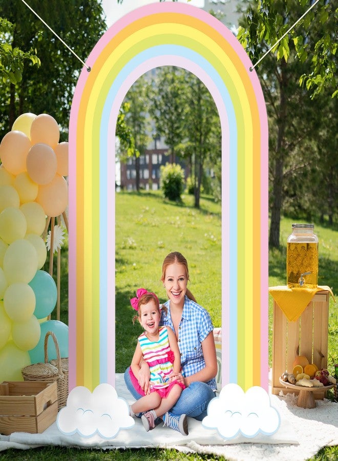CHUNNIN لافتة شرفة لحفلة عيد ميلاد قوس قزح، ديكور معلق على الباب بموضوع قوس قزح، لافتة معلقة للحفلات بألوان الباستيل، لافتة شرفة على شكل سحابة ملونة، خلفية لباب الفصل الدراسي، حفل استقبال الطفل، دعامات كشك الصور، لوازم الحائط - Image 5