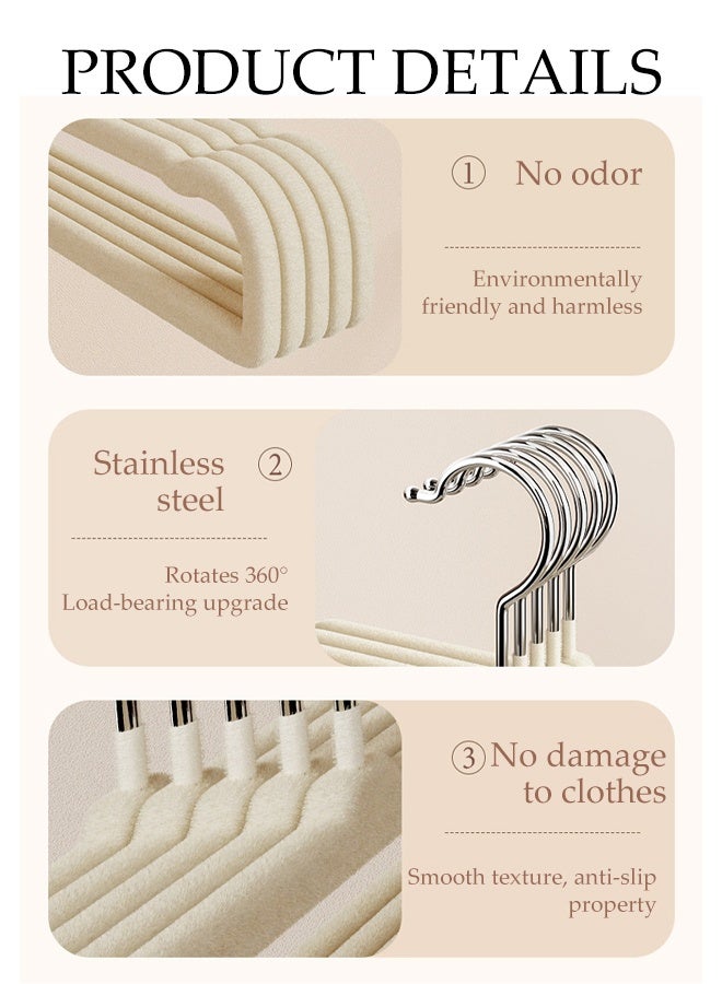 DUNISO 20Pcs Flocking Clothes Hangers Set 360°Swivel Hook Non-slip Felt Trousers Hangers with Non-Slip Grooves Space Saving Storage Organiser Hangers Multi-functional Durable Heavy Duty Strong Clother Hanger - Image 3