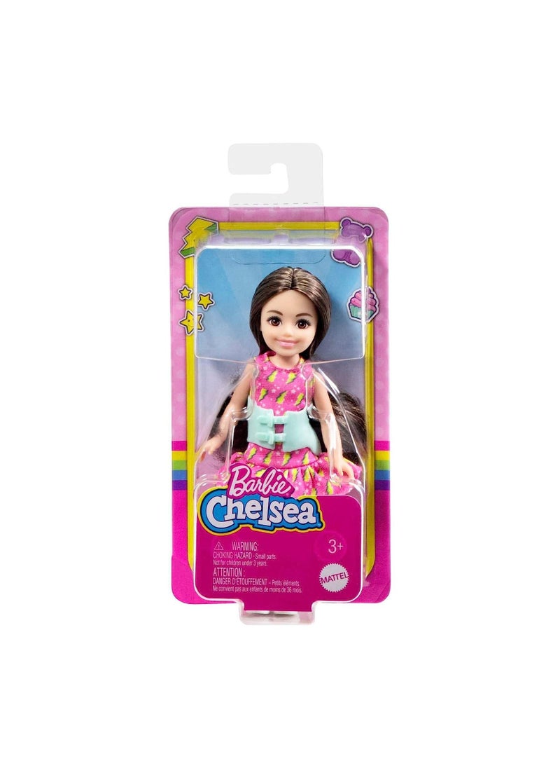 Barbie Toys, Chelsea Doll, 6-Inch Small Doll with Brace for Scoliosis Spine Curvature, Brunette Wearing Pink Lightning Bolt Dress - pzsku/Z6FDCD1C06217E24DED41Z/45/_/1687111963/a69e03e6-f122-413e-95c5-ae7967b3038a