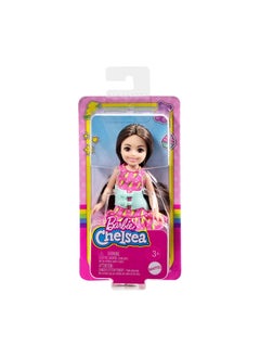 Mattel BARBIE Barbie Toys, Chelsea Doll, 6-Inch Small Doll with Brace for Scoliosis Spine Curvature, Brunette Wearing Pink Lightning Bolt Dress  - Image 1