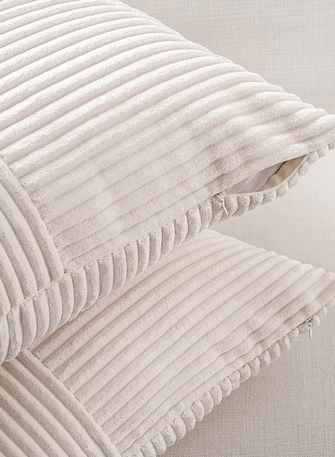 Fancy Homi مجموعة من 2 أغطية وسائد زخرفية محايدة للكنبة، السرير والأريكة، ناعمة ورقيقة بنمط قطن مضلع، تصميم جمالي وحديث - 45x45 سم - كريمي - Image 4