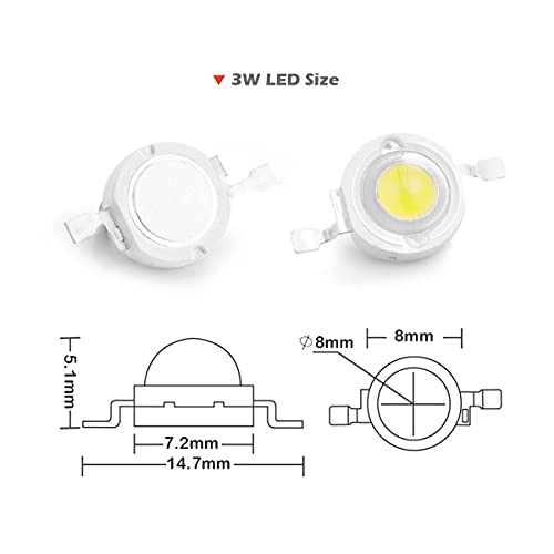 CHANZON 10 pcs High Power Led Chip 3W White (6000K - 6500K / 600mA - 700mA / DC 3V - 3.4V / 3 Watt) Super Bright Intensity SMD COB Light Emitter Components Diode 3 W Bulb Lamp DIY Lighting - Image 3